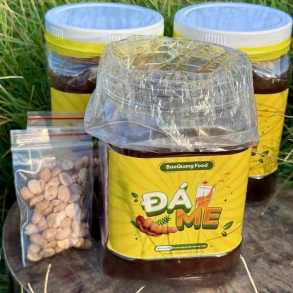 Đá me hạt dẻo, khóm mix hạt đác 1kg nhà làm kèm 2 bịch đậu phộng BaoQuang Food