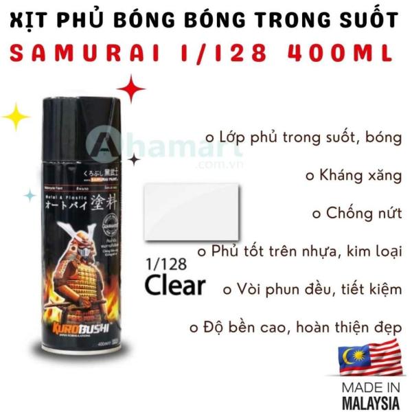 Chai xịt sơn phủ bóng bóng trong suốt Samurai 1/128 400ml