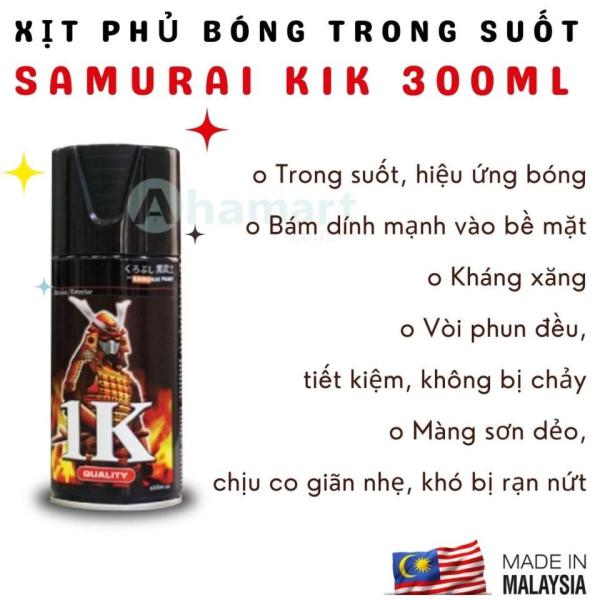 Chai xịt sơn phủ bóng bóng trong suốt Samurai K1K 300ml