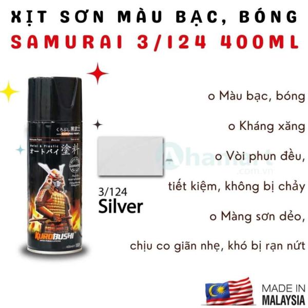 Chai xịt sơn Samurai 3/124 màu bạc 400ml