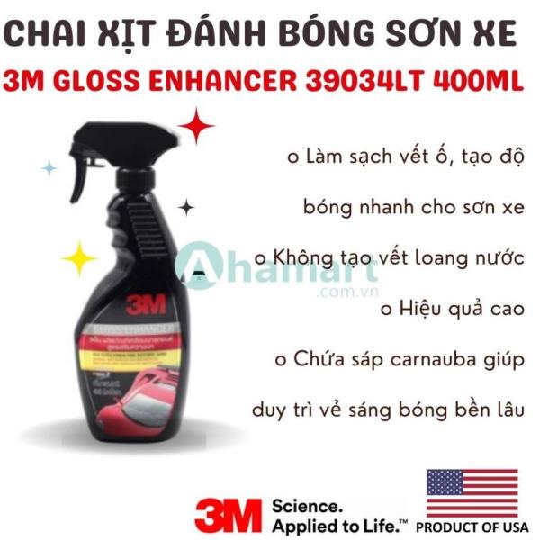 Chai xịt tăng độ bóng, làm mới bề mặt sơn ô tô, xe máy 3M 39034LT Gloss Enhancer 400ml Thái Lan
