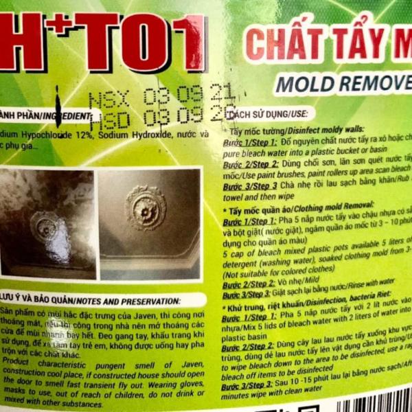 Chất tẩy mốc tường, mốc đá, mốc cao su, mốc silicon, tẩy trắng vải, khử trùng bề mặt HT01